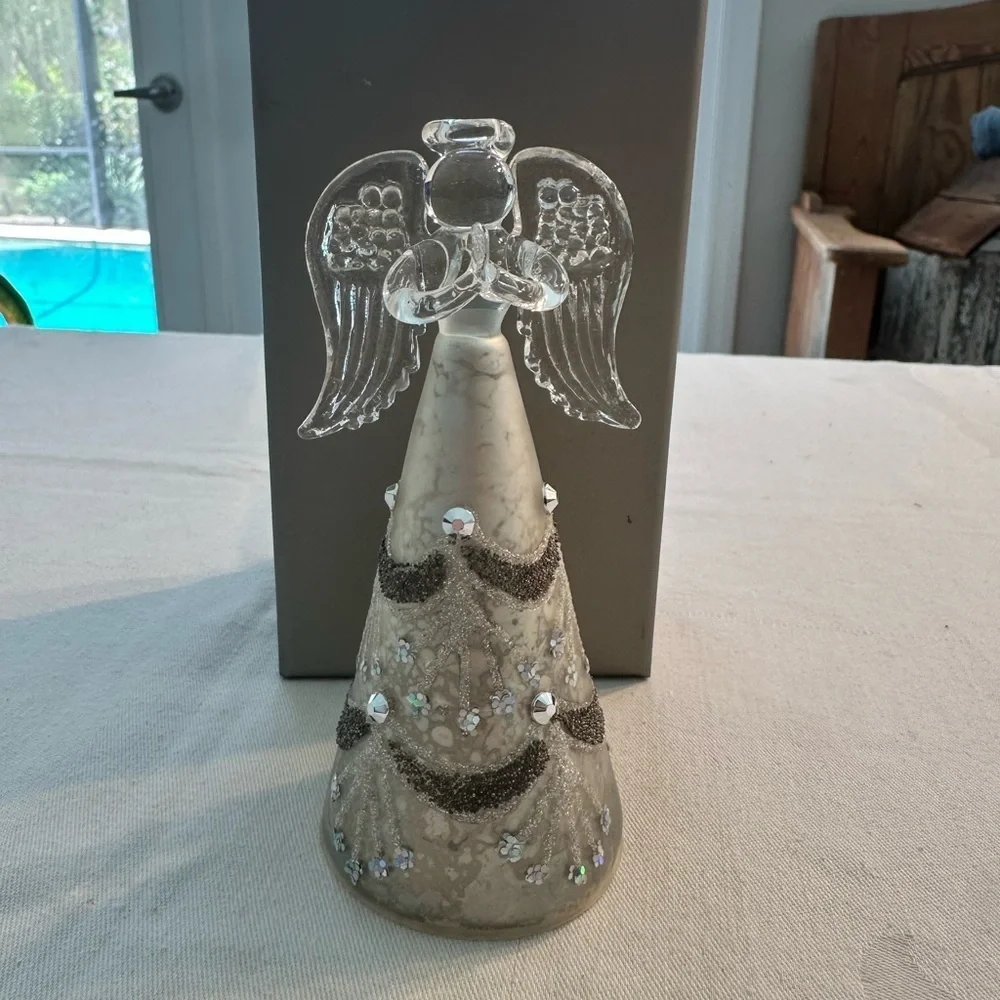 Angel Statue Still In Box Delicate Crystal w/Gold Accents